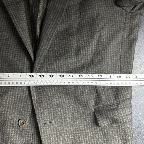 H.Stockton Men's‎ Blazer Sport Coat 44R Brown Check Wool Italy Custom Tailored